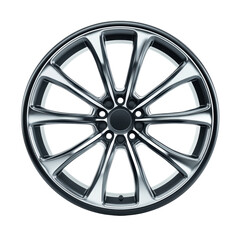 Obraz premium Close-up of a Shiny Silver Alloy Wheel