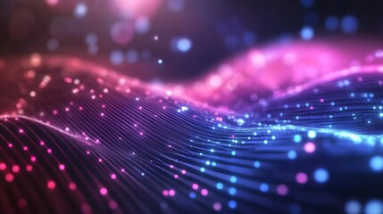 Obraz premium Data Tech Concept: Wavy Pattern of Digital Dots