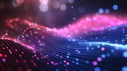 Obraz premium Data Tech Concept: Wavy Pattern of Digital Dots