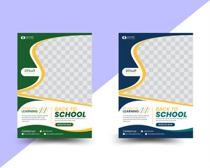 School Admission Flyer Design Template with Multicolored, Kids school education admission flyer or poster design template bundle design

