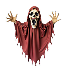 3d halloween ghost on Isolated transparent background png. generated with AI