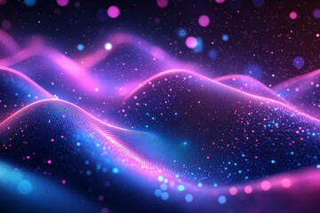 Vibrant swirls of luminous particles evoke futuristic dreamscapes, ideal for electronic music album covers, cutting-edge product launches, and abstract wallpaper designs