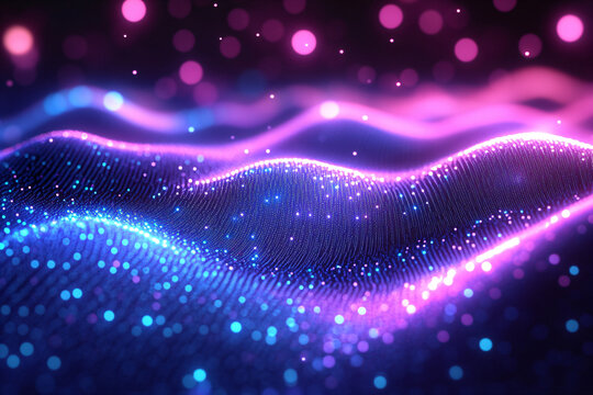 Vibrant swirls of luminous particles evoke futuristic dreamscapes, ideal for electronic music album covers, cutting-edge product launches, and abstract wallpaper designs