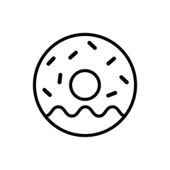 Donut black and white flat vector icon design. Donut symbol and clip art design