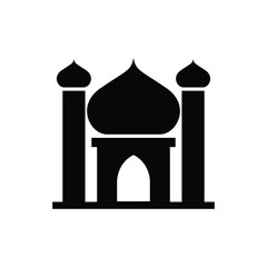 Mosque flat vector icon design on white background. Mosque symbol and clip art design