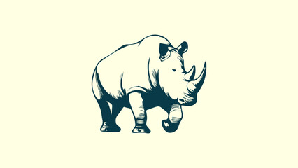 rhinoceros vector illustration on white background, side view.