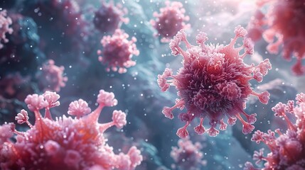 Fototapeta premium Microscopic View of a Virus: A Detailed 3D Illustration
