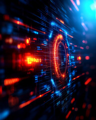 Obraz premium Abstract technology background with vibrant glowing lines and shapes. Ideal for digital design and futuristic concepts.