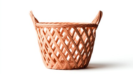 Fototapeta premium A stylish wicker basket with a unique design, perfect for storage or home decor, adding a natural touch to any space.