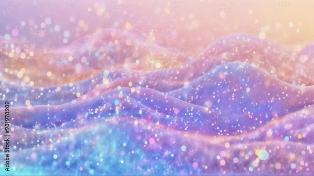 Canvas Prints soft pastel-colored waves covered with sparkling lights, creating a dreamy, ethereal effect