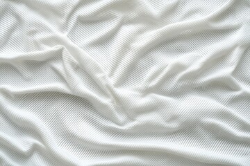 Wrinkled white fabric with a textured pattern.