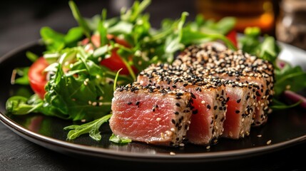 Sesame-Crusted Tuna Sashimi with Salad