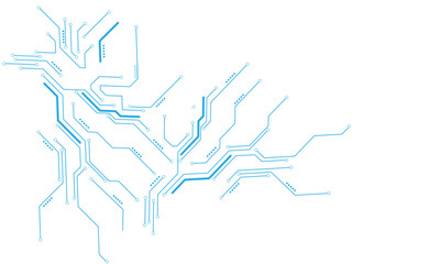 Vector abstract technology on a white background. Blue circuit diagram on white background. 