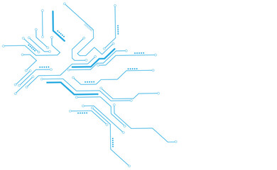 Vector abstract technology on a white background. Blue circuit diagram on white background. 