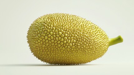 Exotic 3D Render of Whole Jackfruit with Spiky Exterior on White Background