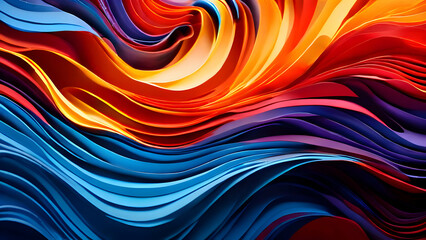 A vibrant dance of color and texture: A mesmerizing abstract composition of flowing paper layers