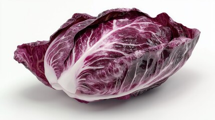Obraz premium Vibrant 3D Render of Whole Radicchio with Deep Purple Color on White Background | Fresh Produce, Healthy Eating, Organic Vegetable Illustration