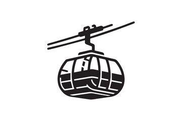 Cable car vector illustration silhouette