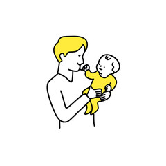 illustration of a father holding a baby