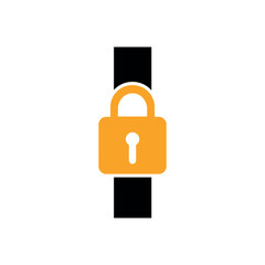 Lock Logo combine with letter I vector template