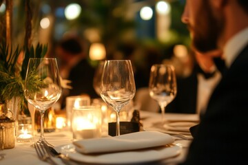 A businessman attending a formal business dinner