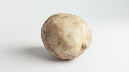 Fototapeta premium Vibrant 3D Render of Jicama Showcasing Smooth Skin Texture on White Background at 45� Angle
