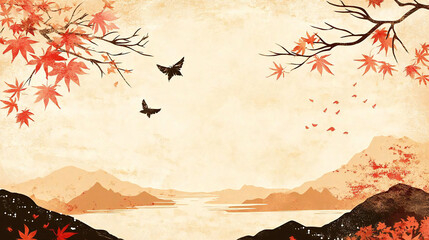 秋をイメージした和柄の背景