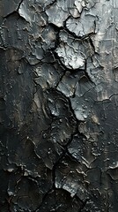 Cracked Black Surface Texture: Abstract Background