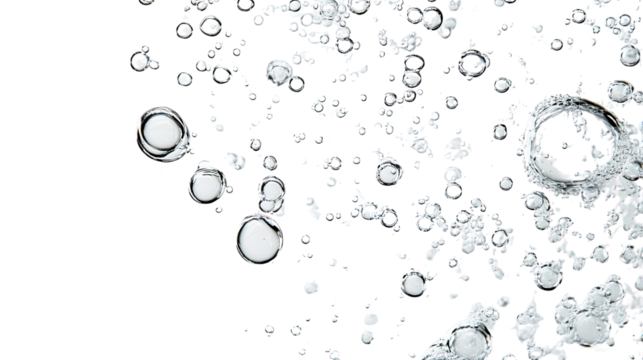 Water bubbles on a white transparent background