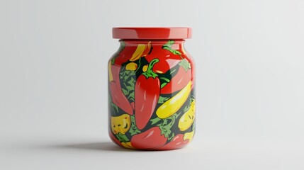 Fresh and Flavorful Salsa Jar 3D Render with Vibrant Branding on White Background