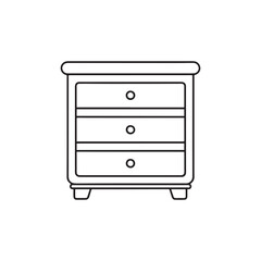 cabinet outline icon. Minimalist vector outline of a cabinet icon for versatile use. Bedside, commode logo collection. Nightstand, Drawer chest line outline flat design.