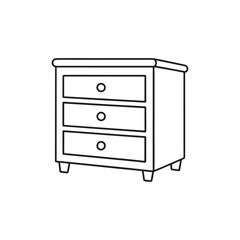 cabinet outline icon. Minimalist vector outline of a cabinet icon for versatile use. Bedside, commode logo collection. Nightstand, Drawer chest line outline flat design.