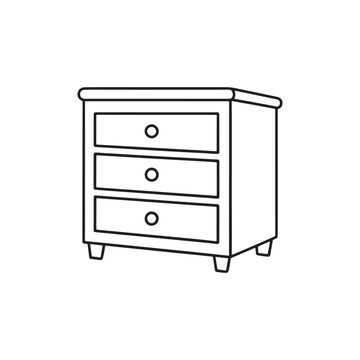 recommend clip art: cabinet outline icon. Minimalist vector outline of a cabinet icon for versatile use. Bedside, commode logo collection. Nightstand, Drawer chest line outline flat design.