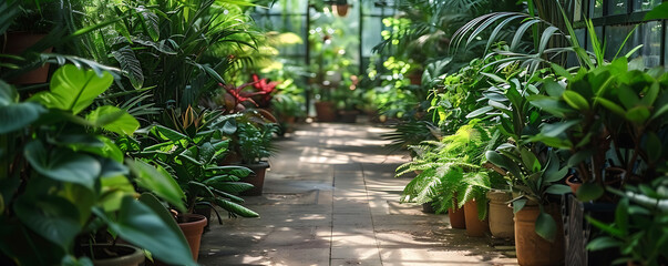 Abundance of Greenery Plants Background Conservatory