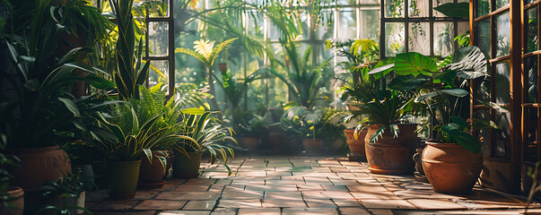 Greenery Plants Abundance Conservatory Background