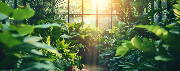 Conservatory Abundance of Greenery Plants Background