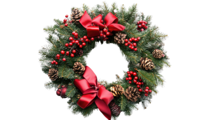 Christmas wreath on a white transparent background