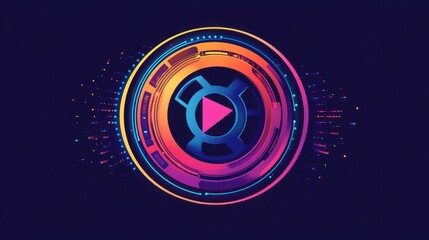 Abstract Colorful Futuristic Play Button