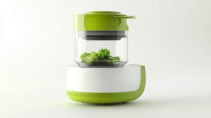 Modern Whole Food Processor 3D Render on White Background with Sleek Design and Vibrant Color Scheme