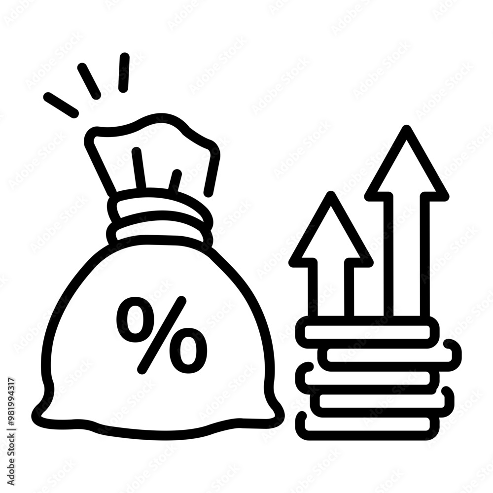 Poster interest rate icon in linear style