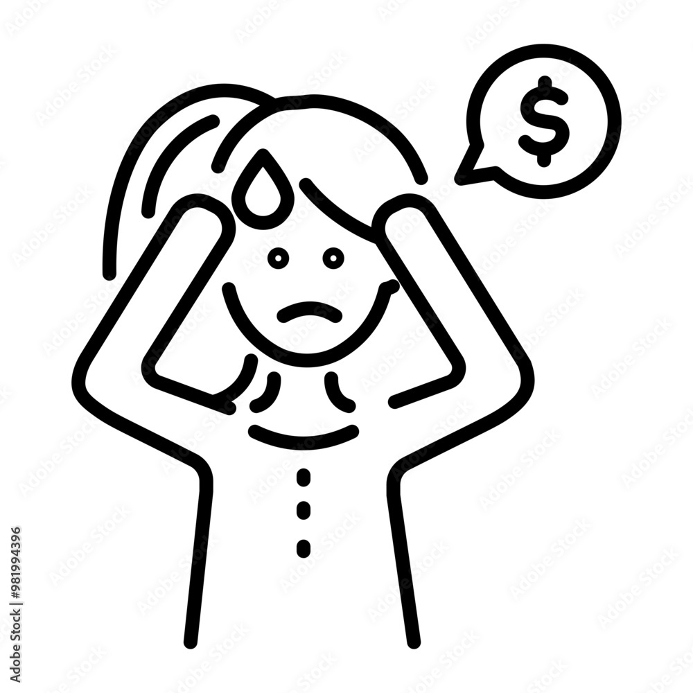 Sticker financial problem icon in outline style