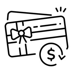 Gift voucher icon in outline style