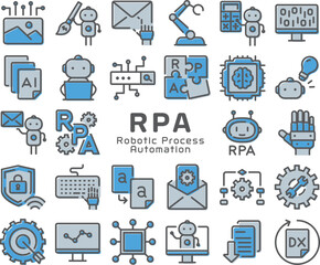 RPA（Robotic Process Automation）　カラフルなアイコンセット