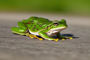 Cute Green Frog Isolated on White Background