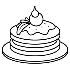 Pancake stack with syrup whipped cream