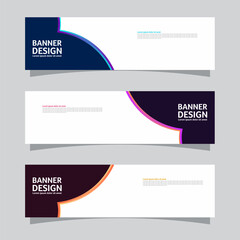 Vector set of landscape banner background design concept. Colorful background business layout template