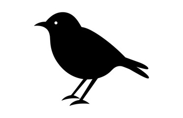 Nightingale Bird Silhouette Vector, Nightingale Black Clipart