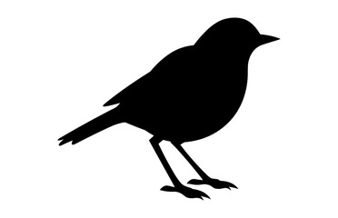 Nightingale Bird Silhouette Clipart, Nightingale Black Vector isolated on a white background