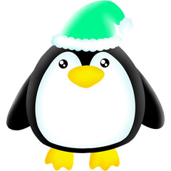 Penguin and hat green
