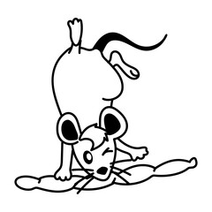 Comic style doodle icon of rat jumping 